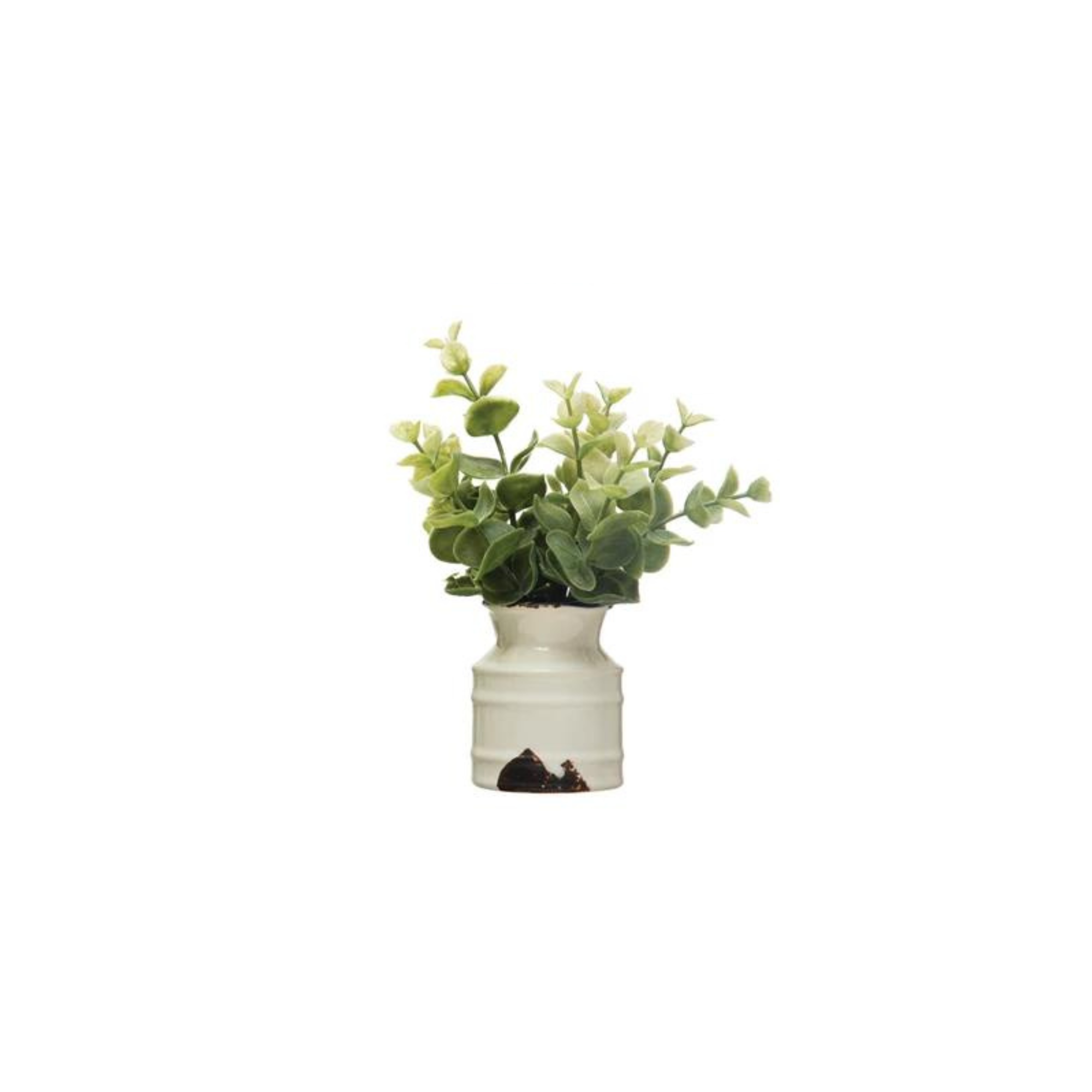 Faux Plant in Distressed Stoneware Pot | C