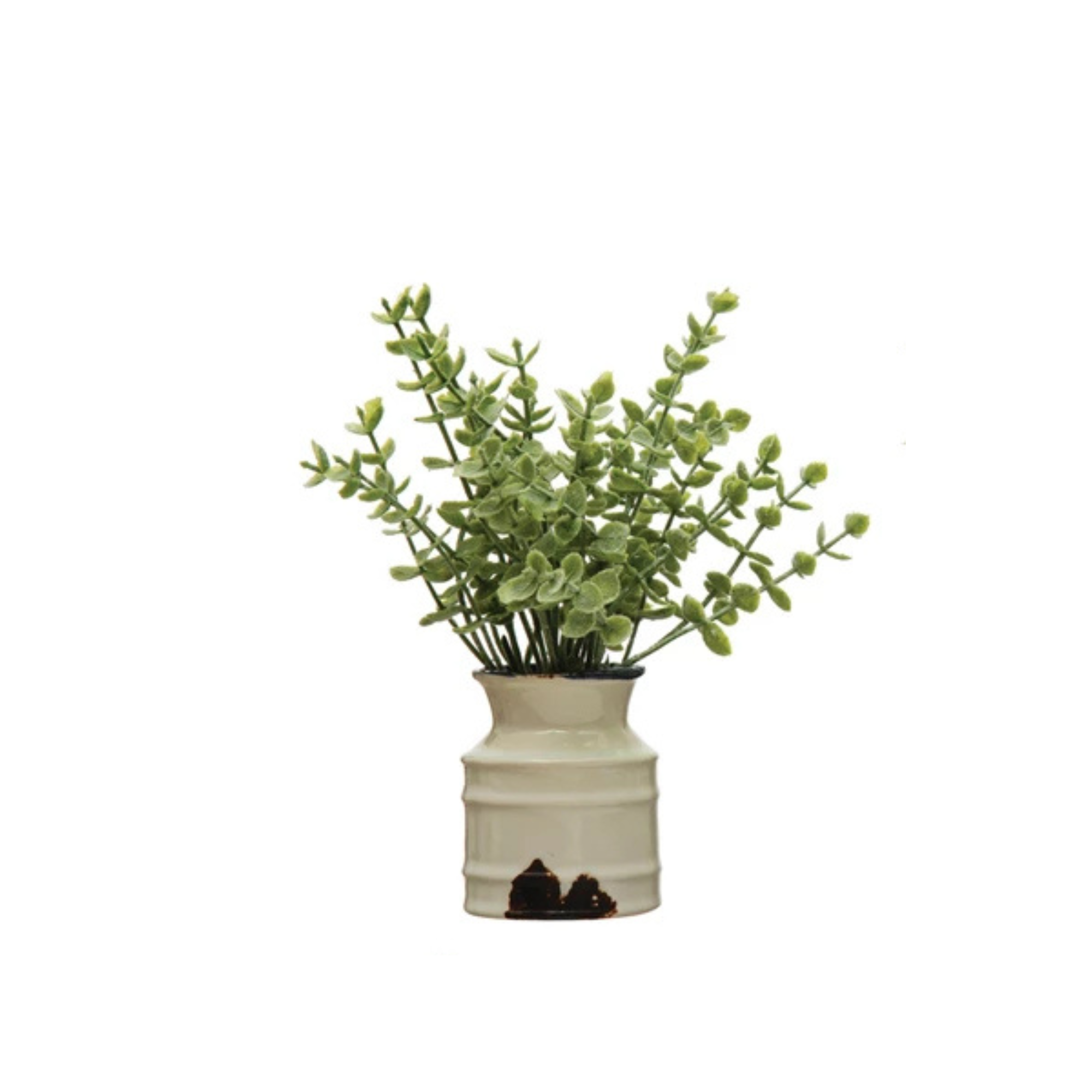 Faux Plant in Distressed Stoneware Pot | A
