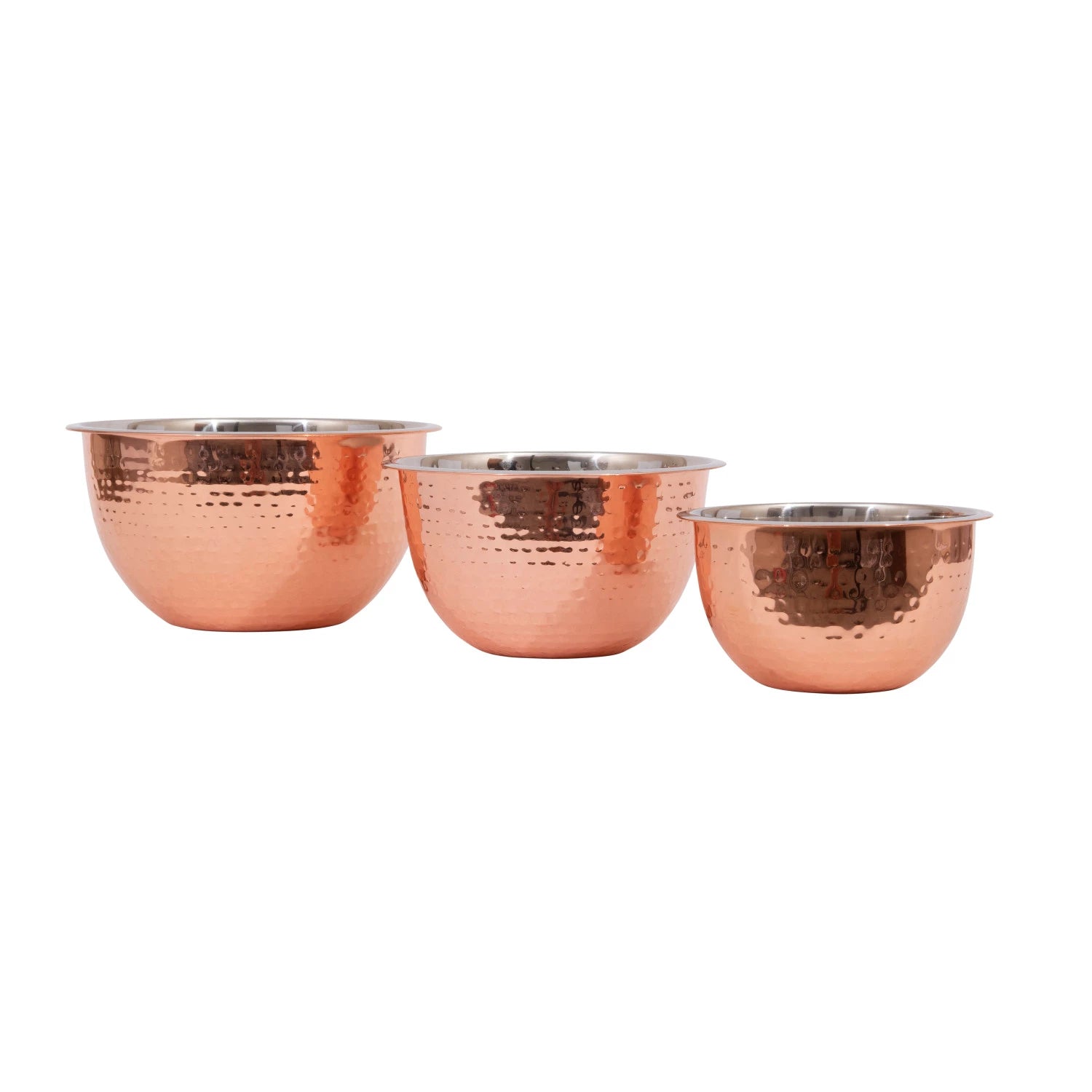 Hammered Copper Finish Stainless Steel Bowls | Set of 3