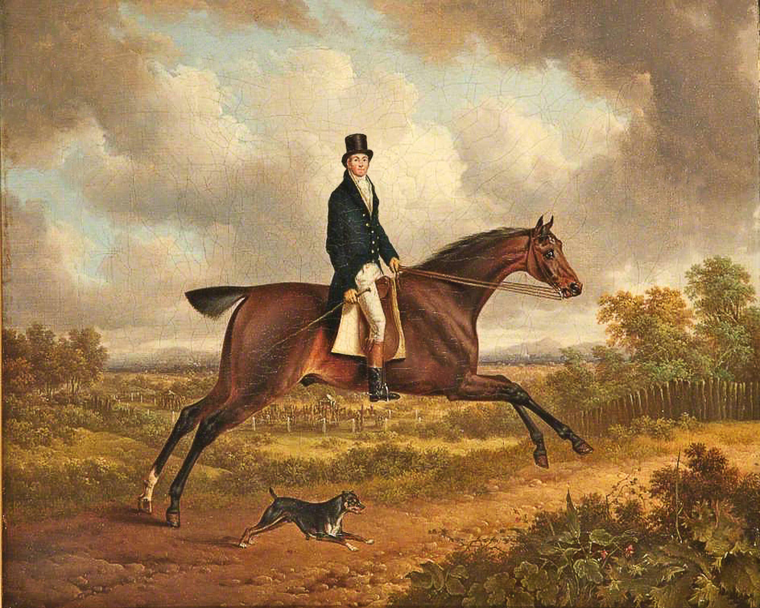 Down the Path Equestrian Fox Hunt Scene | Painting Print
