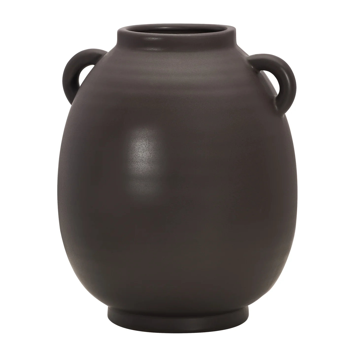 Capri Double Handle Ceramic Oval Urn Vase | Matte Brown