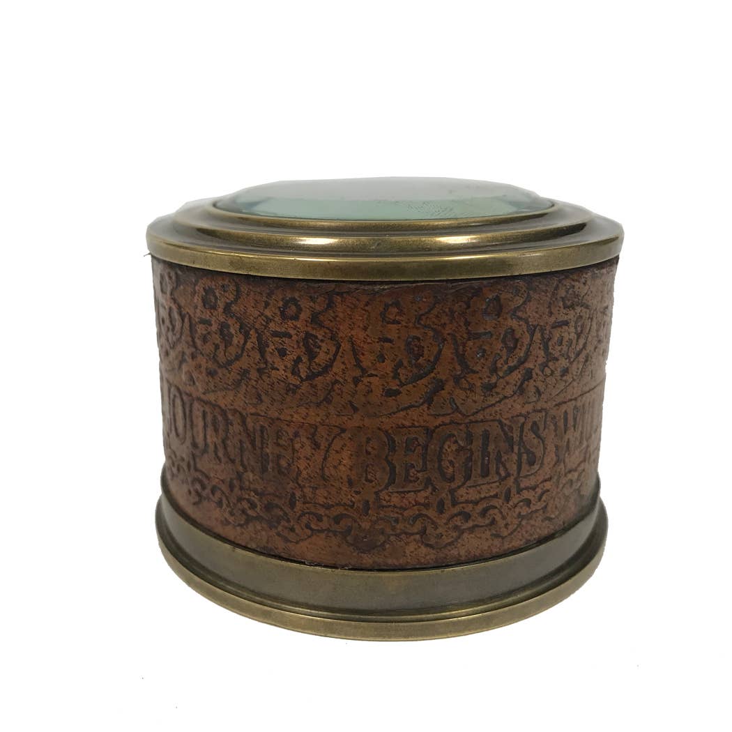 Brass Compass in Leather Case