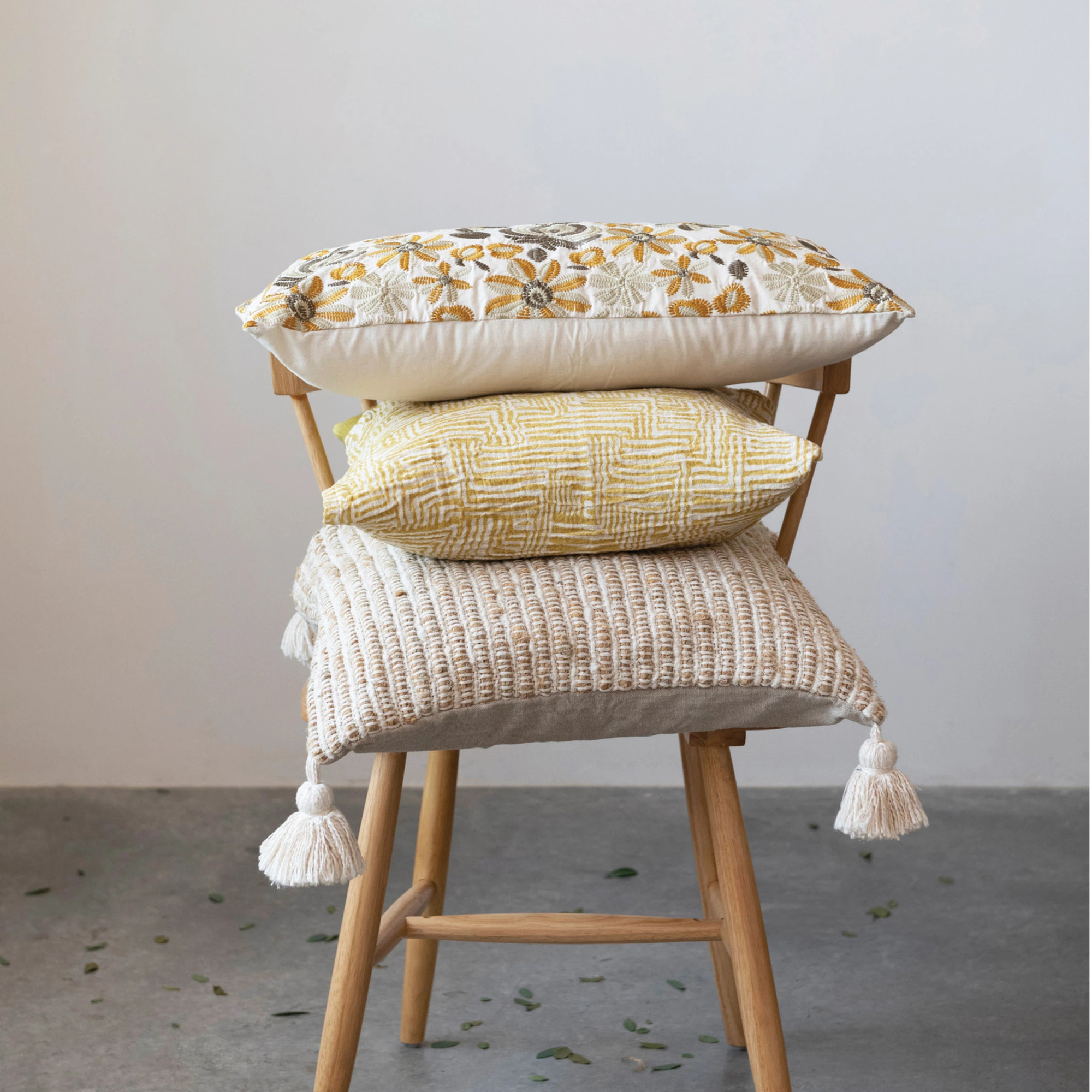 Embroidered Lumbar Pillow | Multi Colour Floral