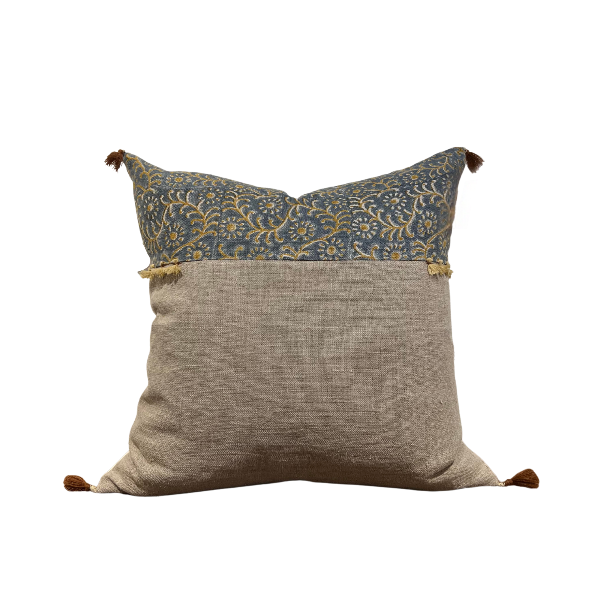 Kochin Teal/Mustard Band Tassels Pillow